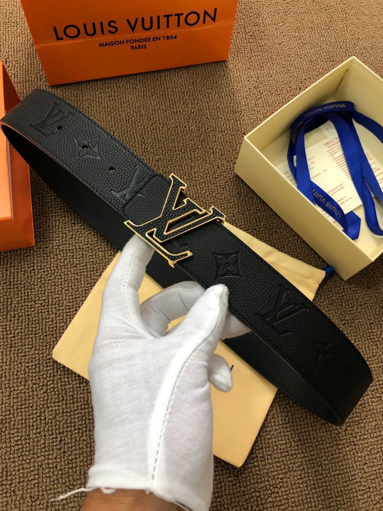 Louis Vuitton LV Initiales Black Monogram Leather Belt 4