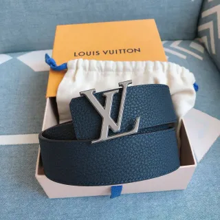 Louis Vuitton LV Initiales Blue Pebbled Leather Belt