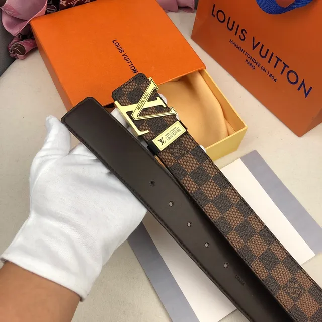 Louis Vuitton LV Initiales Damier Ebène চামড়ার বেল্ট 2