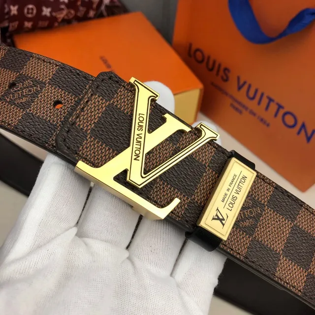 Louis Vuitton LV Initiales Damier Ebène চামড়ার বেল্ট 3