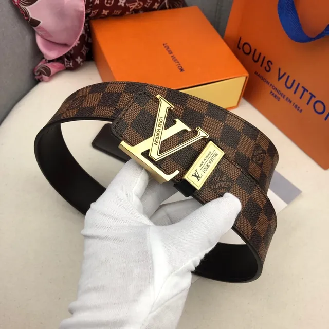 Louis Vuitton LV Initiales Damier Ebène চামড়ার বেল্ট 5