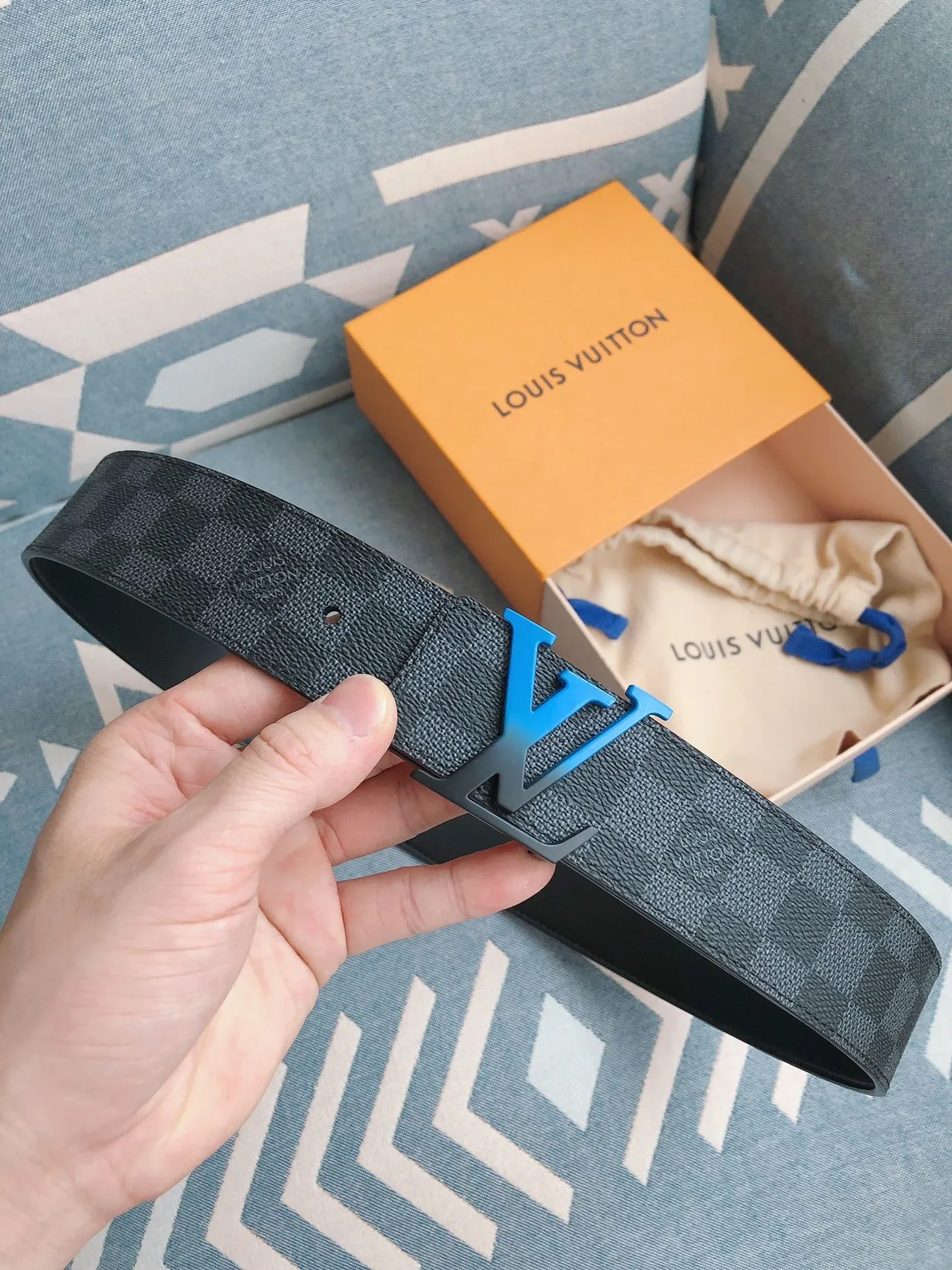 Louis Vuitton LV Initiales Damier Graphite Reversible Leather Belt 2