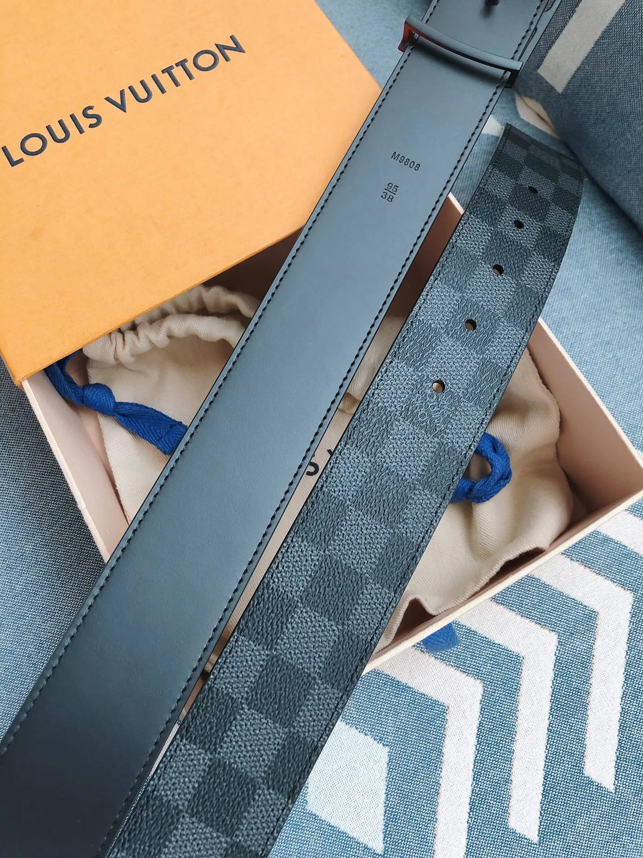 Louis Vuitton LV Initiales Damier Graphite Reversible Leather Belt 3