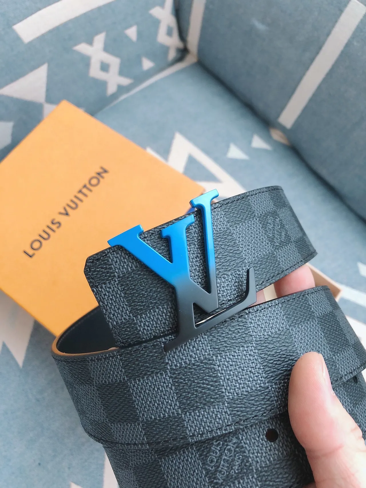 Louis Vuitton LV Initiales Damier Graphite Reversible Leather Belt 9