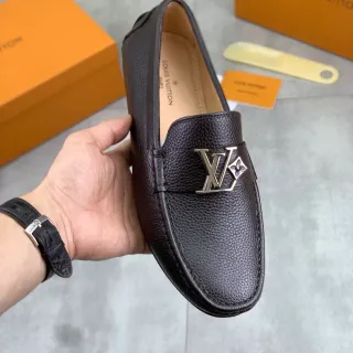 Louis Vuitton LV Initiales Loafer বাদামি দানাদার চামড়া Loafer
