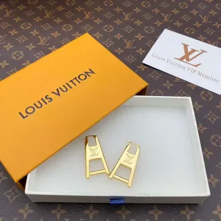 Louis Vuitton LV Ladder Gold-Tone Monogram Earrings