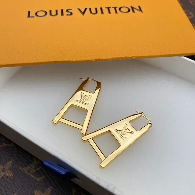 Louis Vuitton LV Ladder Gold-Tone Monogram Earrings 2