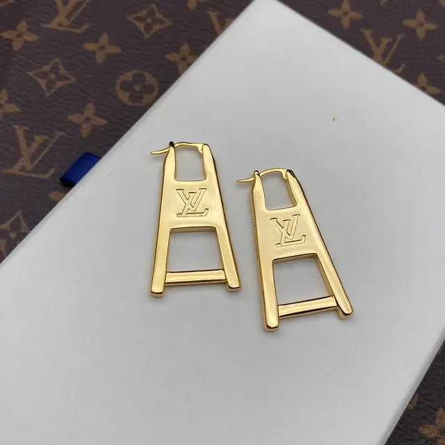 Louis Vuitton LV Ladder Gold-Tone Monogram Earrings 3