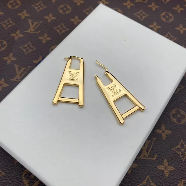 Louis Vuitton LV Ladder Gold-Tone Monogram Earrings 4