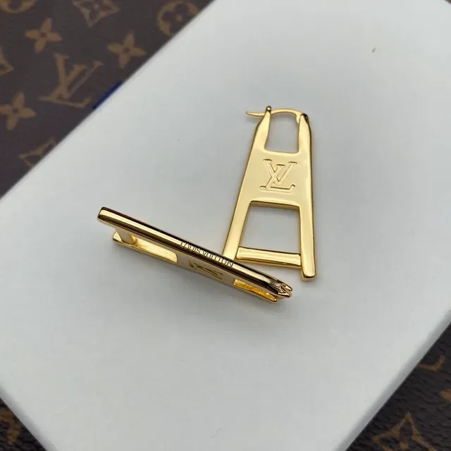 Louis Vuitton LV Ladder Gold-Tone Monogram Earrings 6
