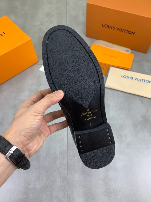 Louis Vuitton LV Loafer Black Monogram-Embossed Leather Metal Buckle Strap Loafer 2