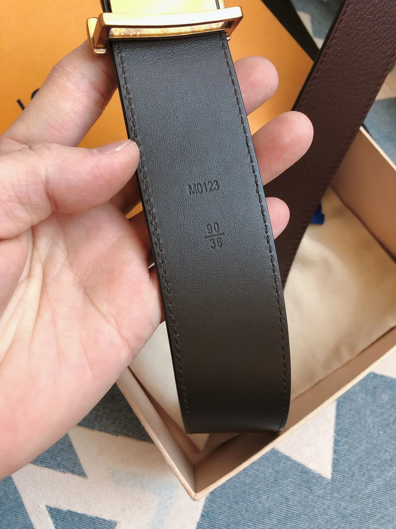 Louis Vuitton LV Rope حزام جلد بني ذهبي مع كلاسب مونوغرام مقشر 2