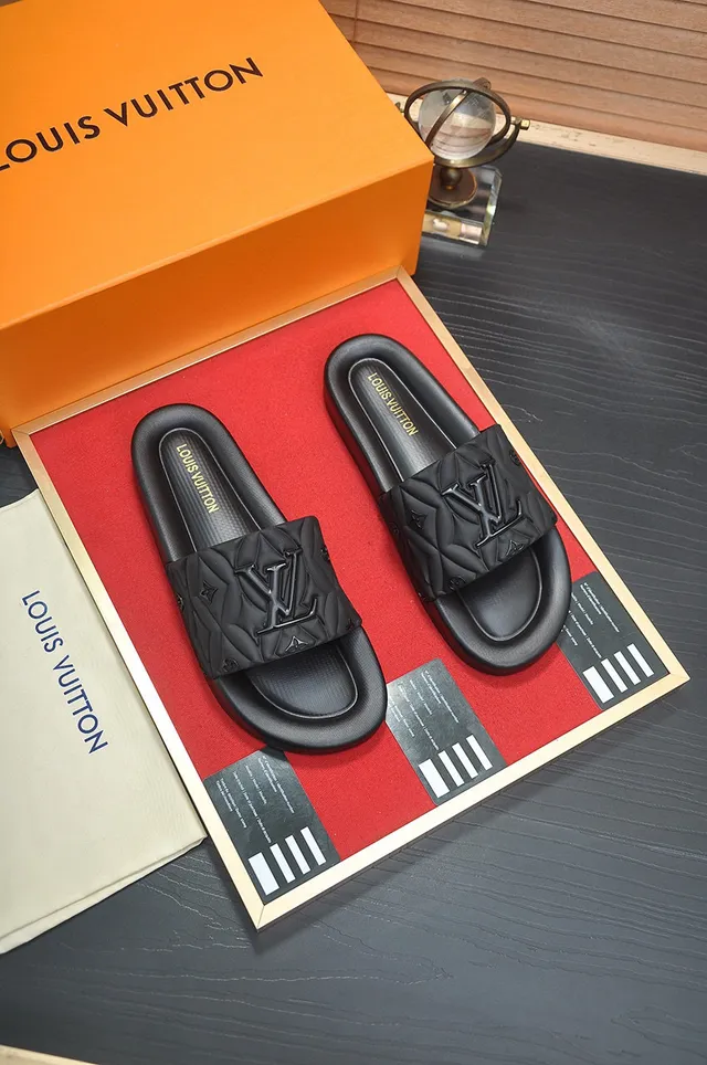 Louis Vuitton LV Slide Black Quilted Monogram Slippers 2