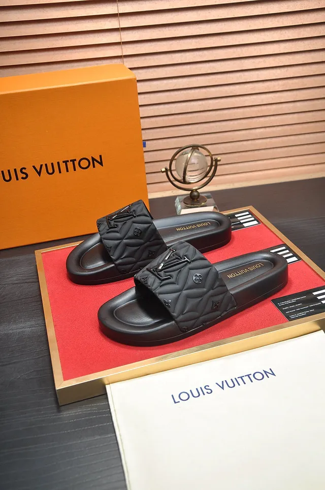 Louis Vuitton LV Slide Black Quilted Monogram Slippers 3
