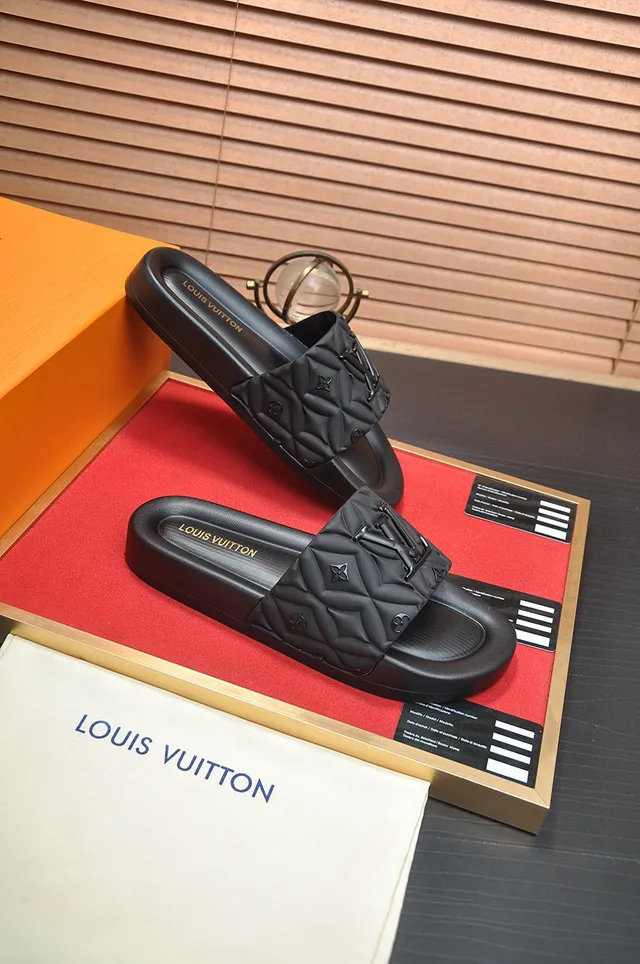 Louis Vuitton LV Slide Black Quilted Monogram Slippers 5