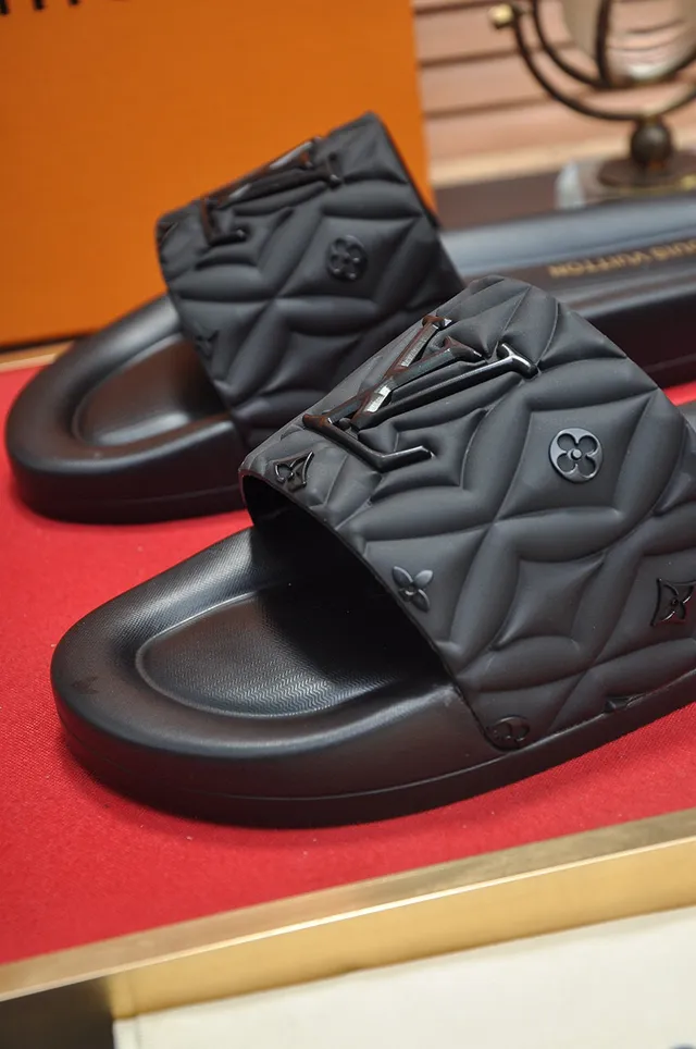 Louis Vuitton LV Slide Black Quilted Monogram Slippers 7