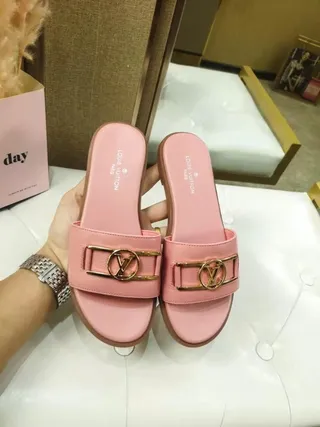 Louis Vuitton LV Slide Pink Leather Slippers 4
