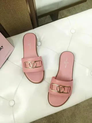 Louis Vuitton LV Slide Pink Leather Slippers 6