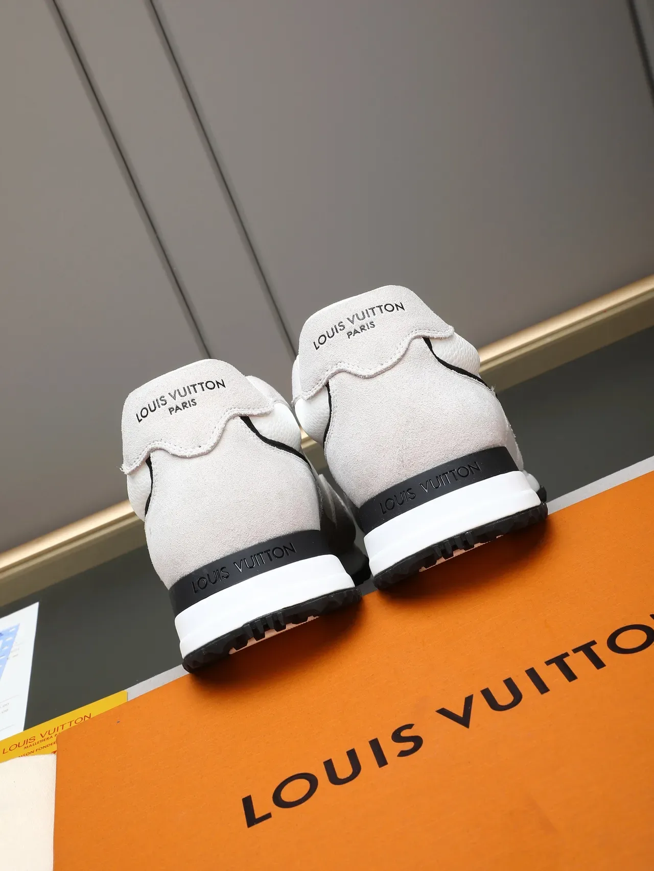 Louis Vuitton LV Trainer Beige Black Monogrammed Suede-Leather Hybrid Lifestyle Sneakers 4