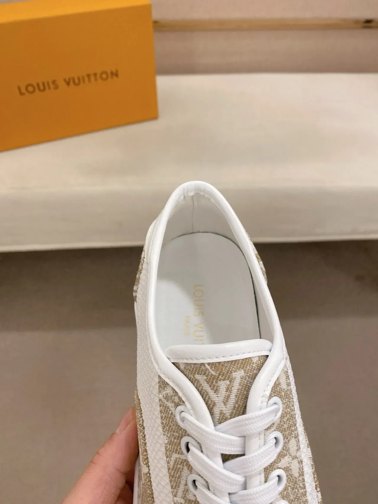 Louis Vuitton LV Trainer Beige White Monogram Canvas Mesh Paneling Lifestyle Sneakers 5