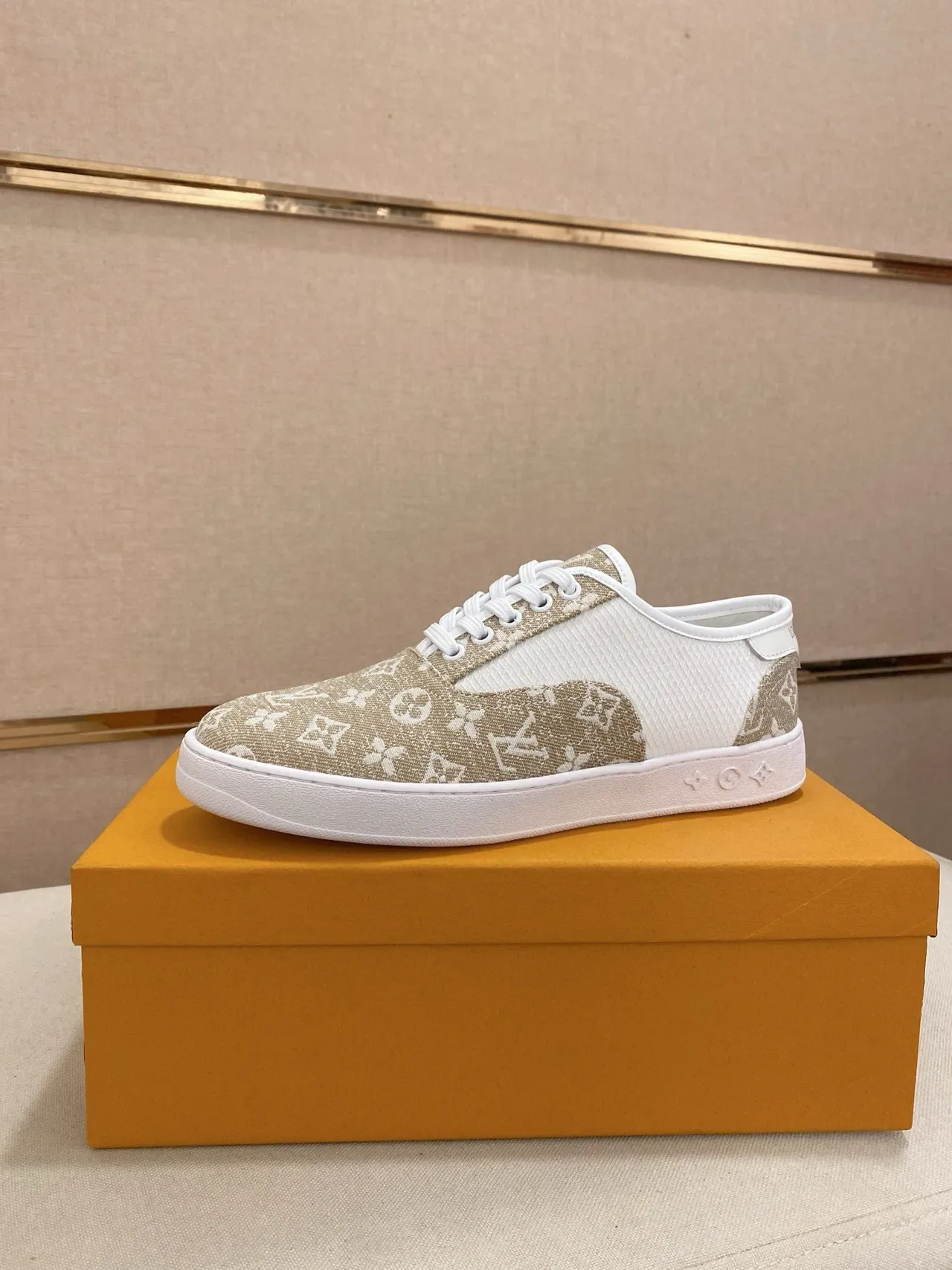 Louis Vuitton LV Trainer Beige White Monogram Canvas Mesh Paneling Lifestyle Sneakers 6
