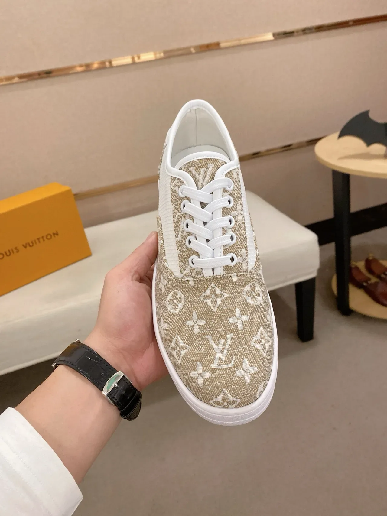 Louis Vuitton LV Trainer Beige White Monogram Canvas Mesh Paneling Lifestyle Sneakers 7