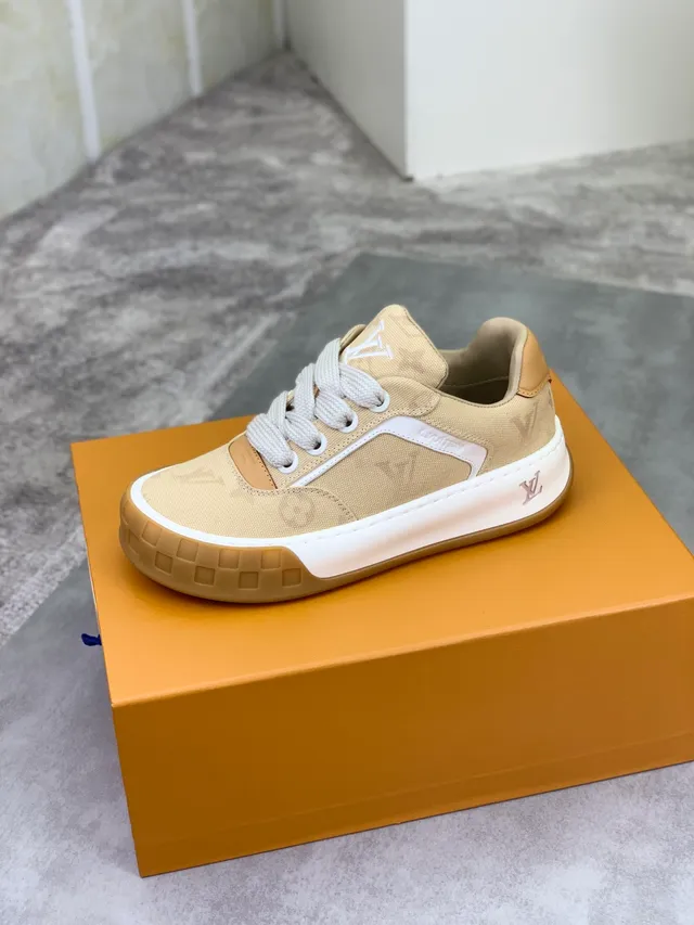Louis Vuitton LV Trainer Beige White Monogrammed Canvas Gum Rubber Sole Lifestyle Sneakers 4