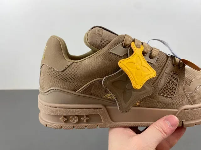 Louis Vuitton LV Trainer Beige Yellow Layered Mesh And Textured Overlays Sculpted Chunky Midsole Lifestyle Sneakers 3
