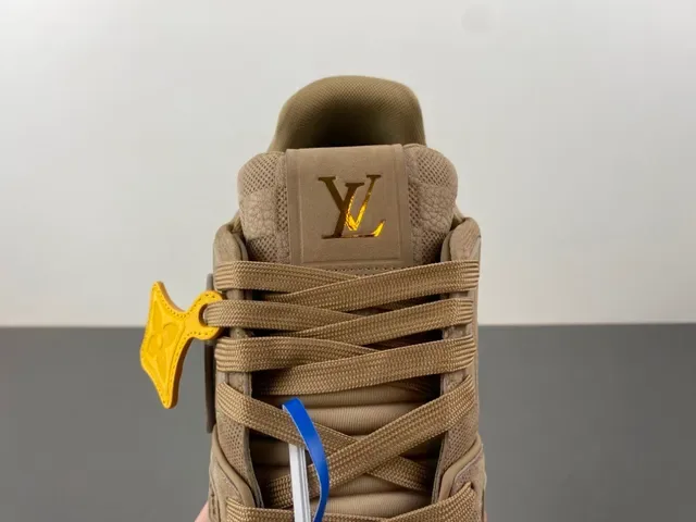 Louis Vuitton LV Trainer Beige Yellow Layered Mesh And Textured Overlays Sculpted Chunky Midsole Lifestyle Sneakers 6
