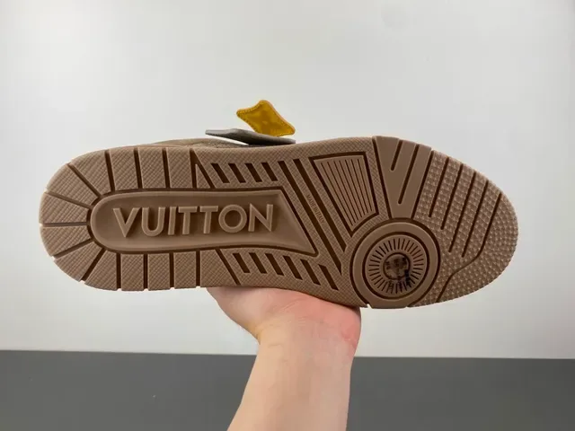 Louis Vuitton LV Trainer Beige Yellow Layered Mesh And Textured Overlays Sculpted Chunky Midsole Lifestyle Sneakers 9