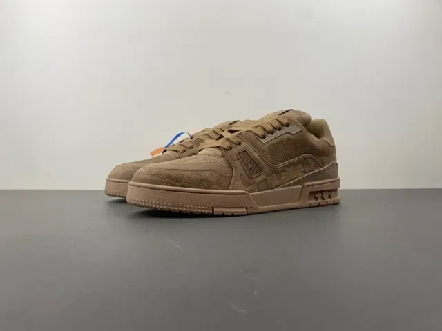 Louis Vuitton LV Trainer Beige Yellow Layered Mesh And Textured Overlays Sculpted Chunky Midsole Lifestyle Sneakers 10
