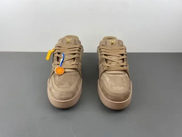 Louis Vuitton LV Trainer Beige Yellow Layered Mesh And Textured Overlays Sculpted Chunky Midsole Lifestyle Sneakers 11