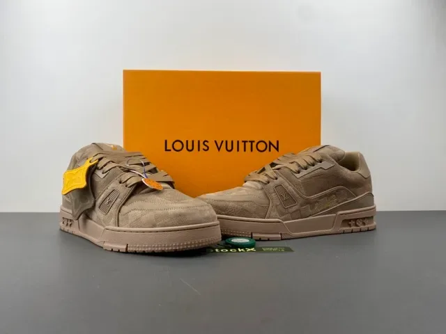 Louis Vuitton LV Trainer Beige Yellow Layered Mesh And Textured Overlays Sculpted Chunky Midsole Lifestyle Sneakers 13