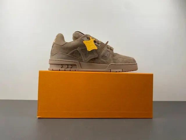 Louis Vuitton LV Trainer Beige Yellow Layered Mesh And Textured Overlays Sculpted Chunky Midsole Lifestyle Sneakers 15