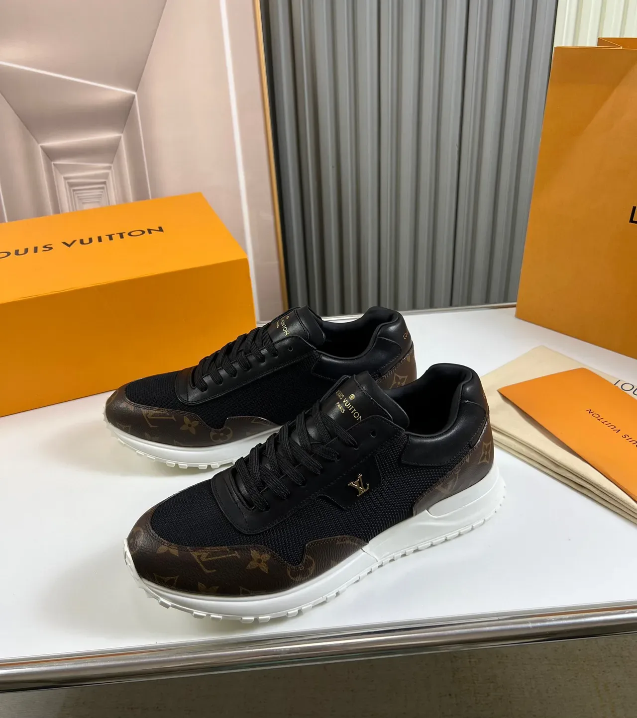 Louis Vuitton LV Trainer Black Brown Monogram Canvas Mesh And Leather Upper Lifestyle Sneakers 8
