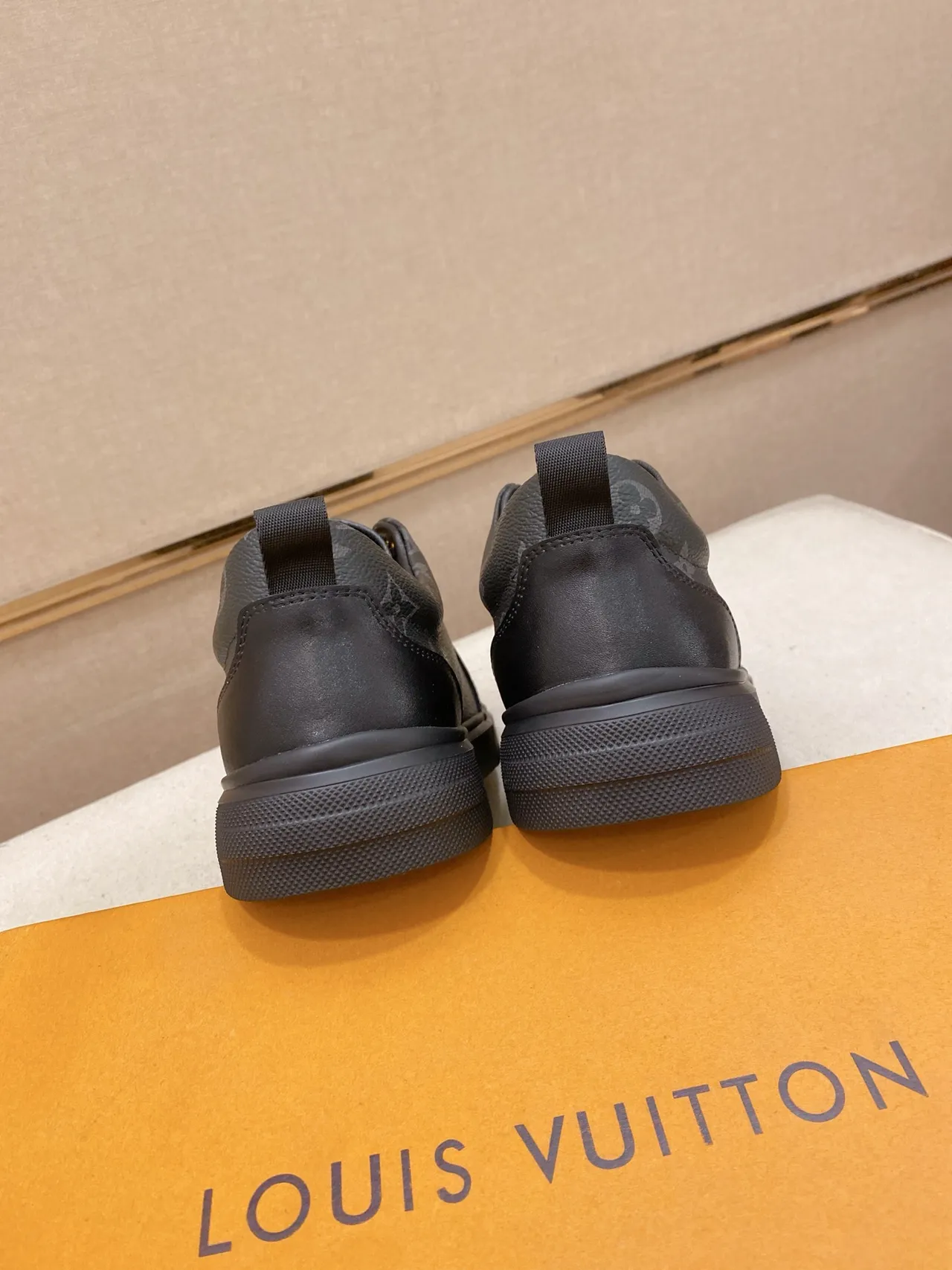 Louis Vuitton LV Trainer Black Gold Monogram Leather Embossed Logo Lifestyle Sneakers 4