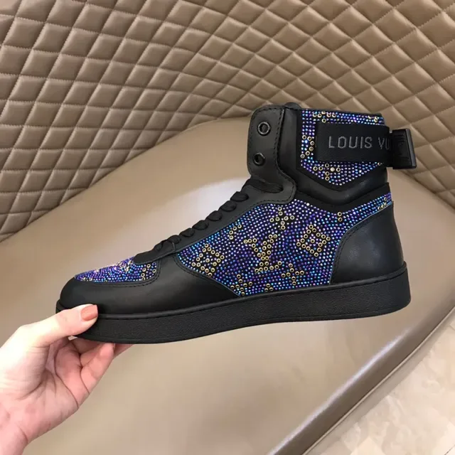 Louis Vuitton LV Trainer Black Multicolor High-Top Crystal-Embellished Sneakers 3