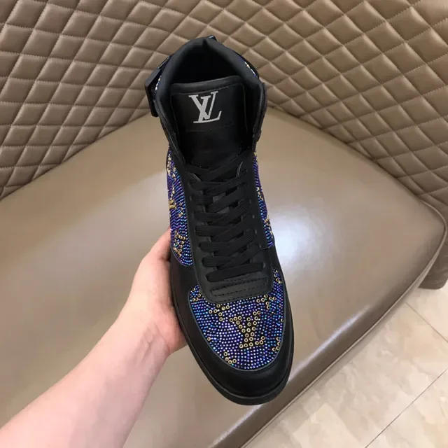 Louis Vuitton LV Trainer Black Multicolor High-Top Crystal-Embellished Sneakers 4