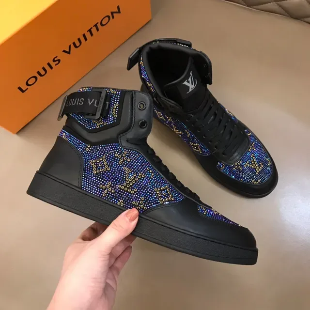 Louis Vuitton LV Trainer Black Multicolor High-Top Crystal-Embellished Sneakers 6