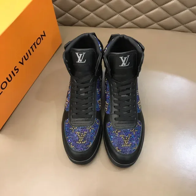 Louis Vuitton LV Trainer Black Multicolor High-Top Crystal-Embellished Sneakers 9