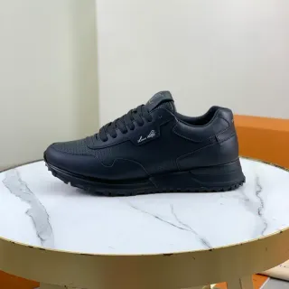 Louis Vuitton LV Trainer Black Perforated Leather Upper Monochrome Lifestyle Sneakers