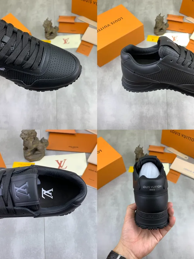 Louis Vuitton LV Trainer Black Perforated Leather Upper Monochrome Lifestyle Sneakers 2