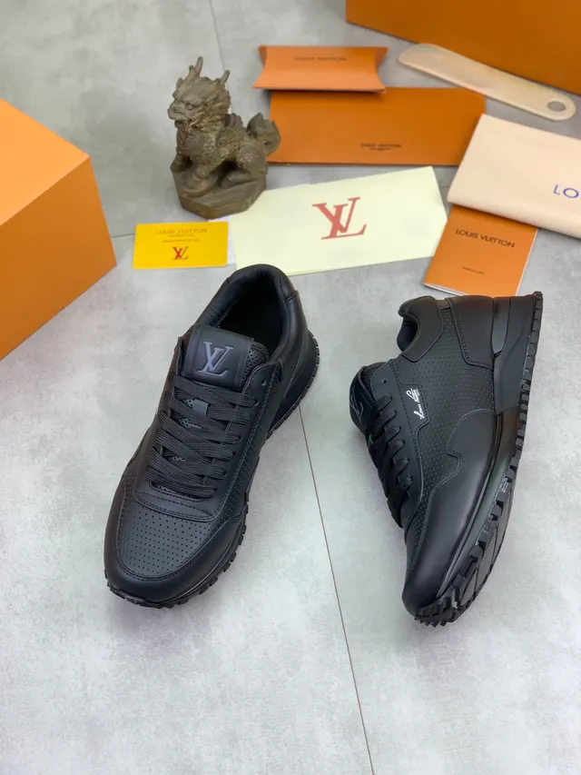 Louis Vuitton LV Trainer Black Perforated Leather Upper Monochrome Lifestyle Sneakers 4