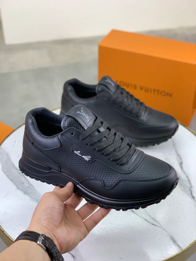 Louis Vuitton LV Trainer Black Perforated Leather Upper Monochrome Lifestyle Sneakers 5