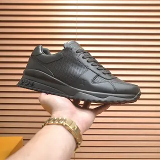 Louis Vuitton LV Trainer Black Perforated Leather Upper Sculpted Rubber Sole Lifestyle Sneakers