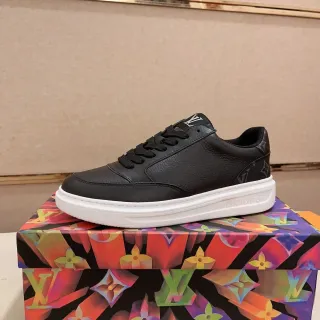 Louis Vuitton LV Trainer Negro Blanco Cuero Superior Suela de Plataforma Plana Zapatillas Lifestyle