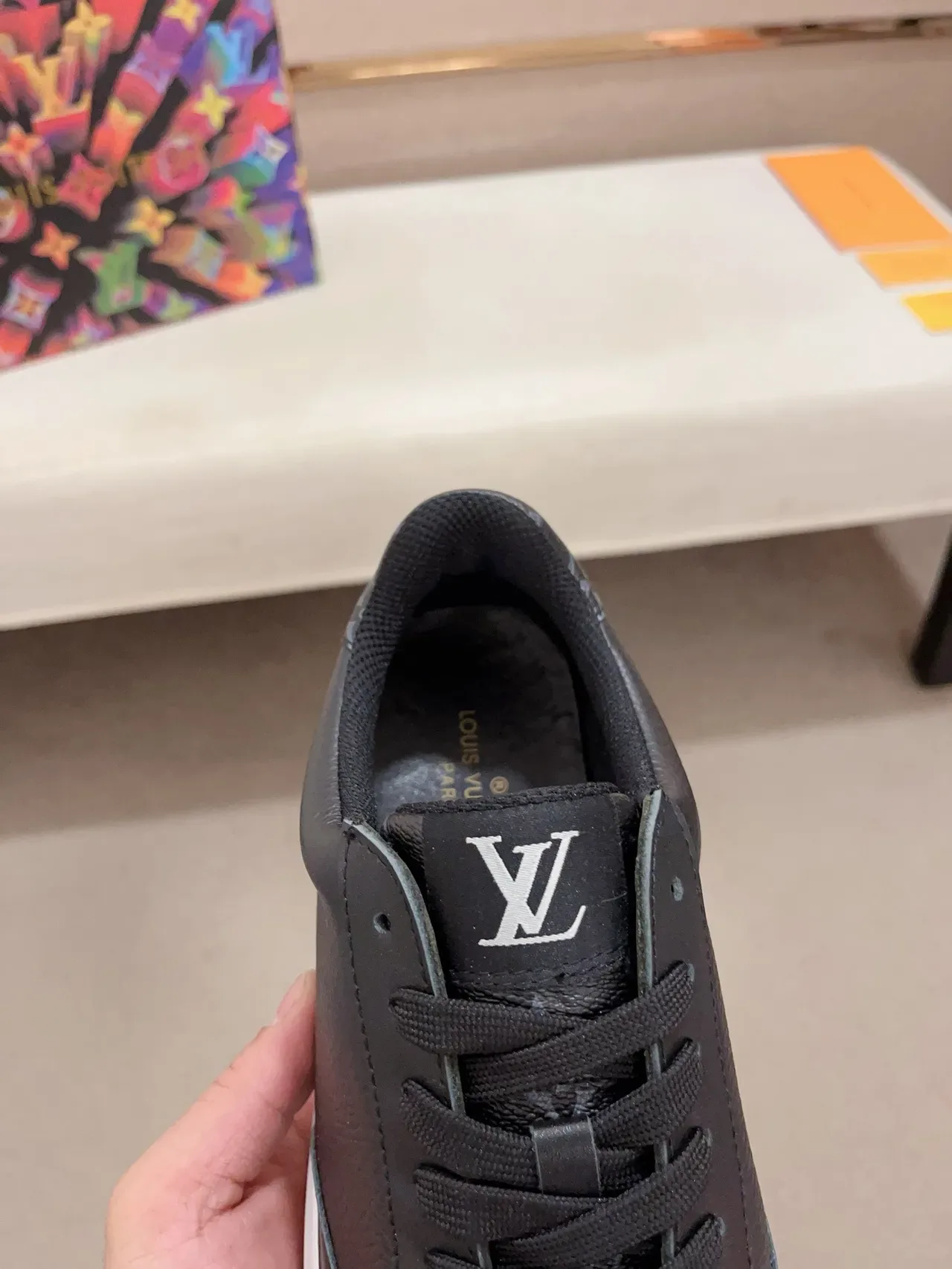 Louis Vuitton LV Trainer Black White Leather Upper Flat Platform Sole Lifestyle Sneakers 6