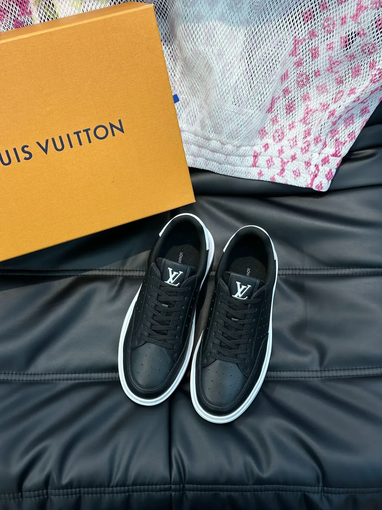 Louis Vuitton LV Trainer Black White Low-Top Perforated Leather Lifestyle Sneakers 5