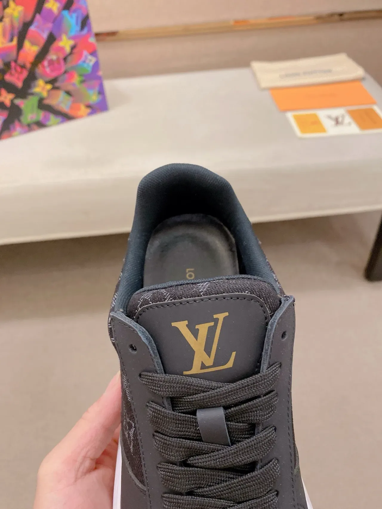 Louis Vuitton LV Trainer Black White Monogram Canvas Upper Leather Overlays Lifestyle Sneakers 6
