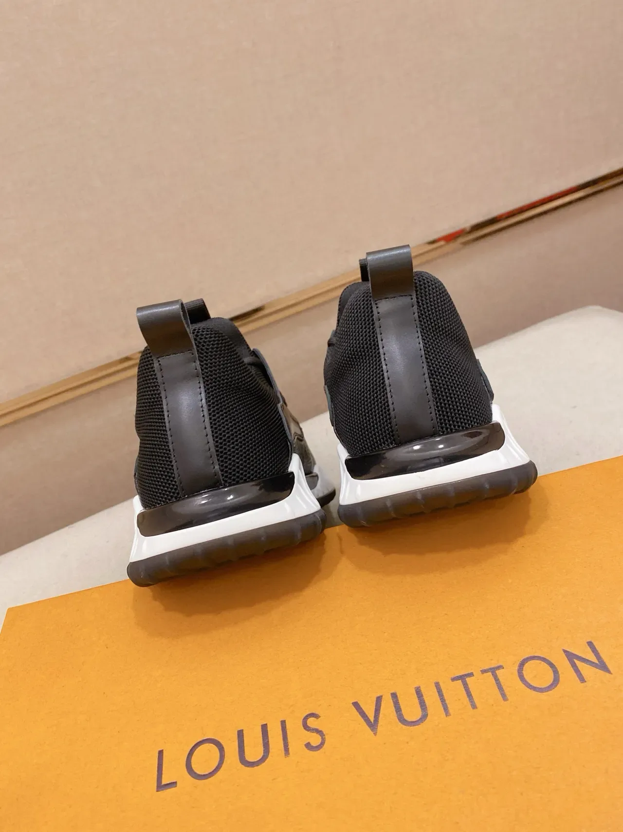 Louis Vuitton LV Trainer Black White Monogram-Embossed Leather Mesh Heel Counter Lifestyle Sneakers 8